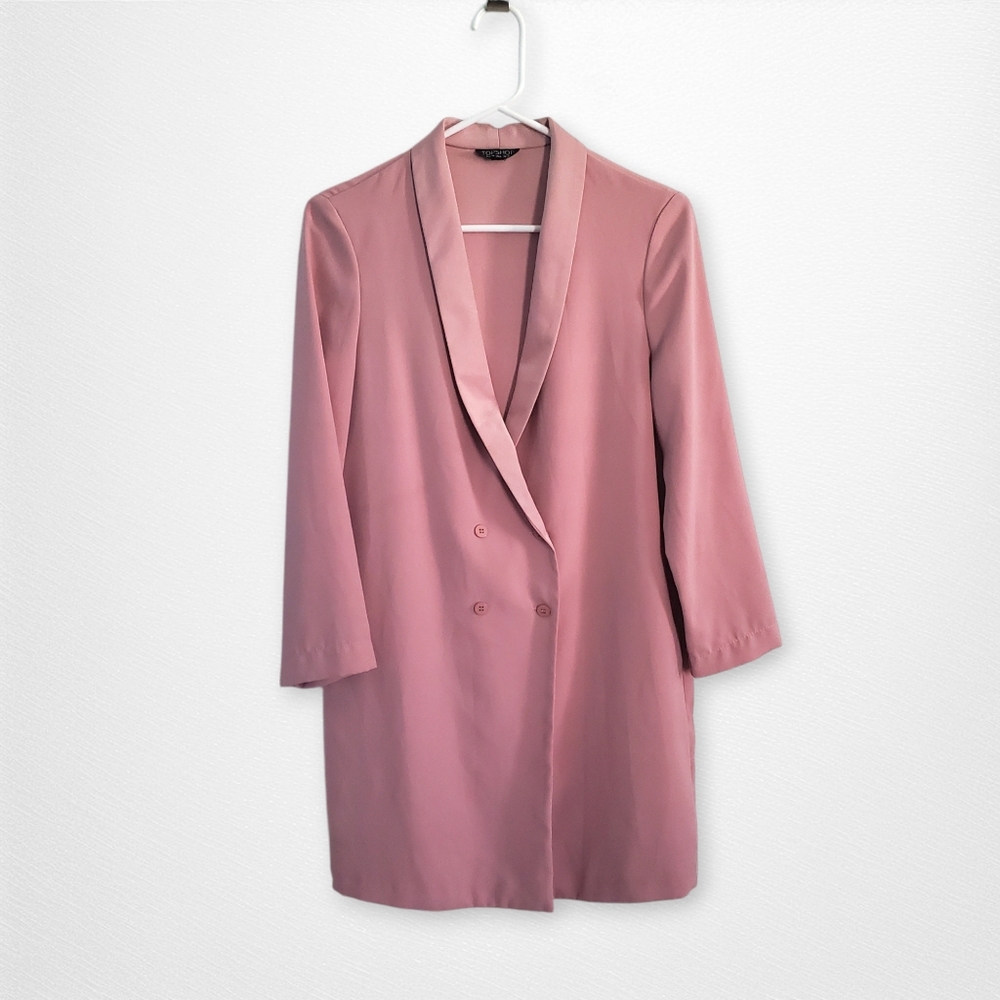Topshop dusty pink long line blazer, size 6 90s Businesscore